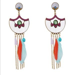 Tribal Zone Mirror Feather Statement Earring